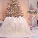 4 x 10.8 ft Extra Large Fluffy Tulle Christmas Tree Decorations Pleated Sparkly Tutu Christmas Tree Skirt Vintage Elegant Ornaments for Xmas Wedding Home Dining Table Decorations(Pink)