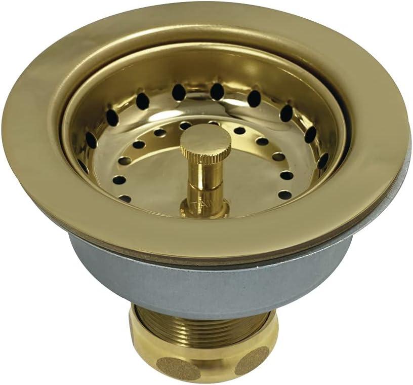 Kingston Brass K112PB Tacoma Kitchen Sink Basket Strainer, Polished Brass 4.44 x 4.44 x 3.81