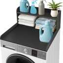 Royxen Washer Dryer Countertop with Shelf,2-Tier Laundry Countertop for Single Washer and Dryer,Soild Wood Core Washer Dryer Topper for Laundry Room Organization (Black)