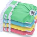 Teamoy 4 Pcs Washable Female Dog Diapers with Ruffles, Incontinence Diaper for Female Dogs, Pink + Yellow + Blue + Green, XL (XL(Fit 26"-35" Waist))