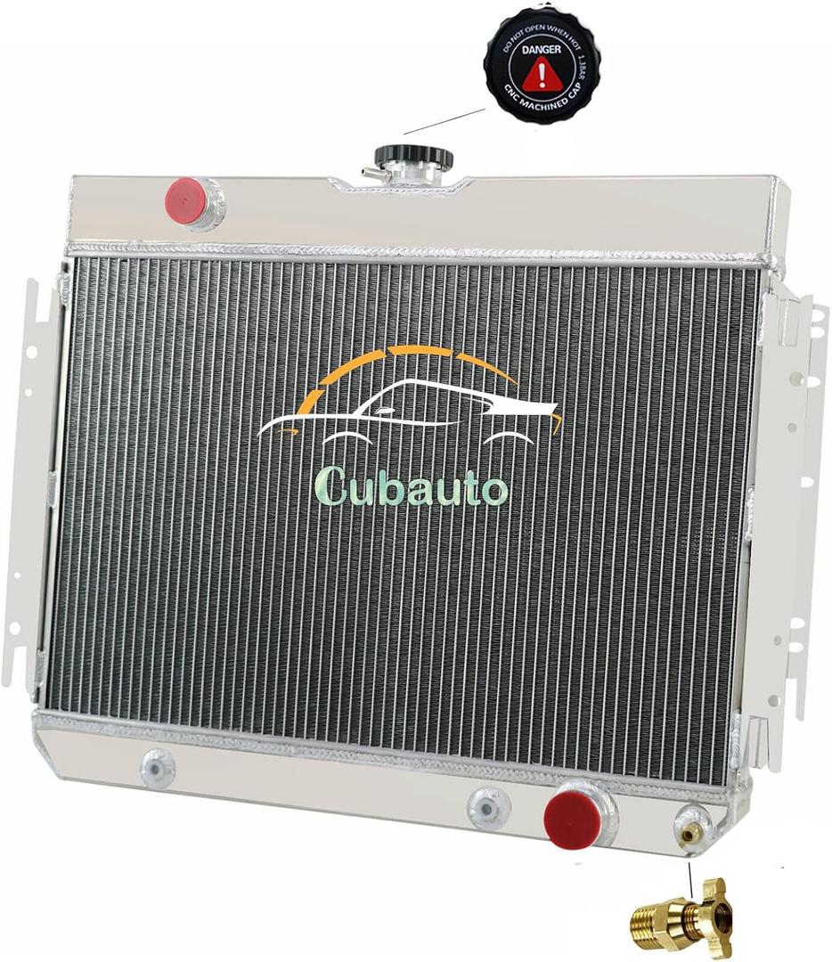 3 Row Aluminum Radiator Compatible For Chevy Bel Air Impala El Camino Biscayne 63-68 64 65 66 67 3 Core Full Aluminum Radiators