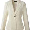Beninos Womens Long Sleeve Lightweight Office Work Suit Jacket Blazer (1908 White, M)