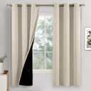 Champagne Blackout Curtains for Bedroom 63 Inch Length, Thermal Insulated 100% Light Blocking Soundproof Grommet Short Bedroom Curtains Thick Window Curtains, Each 42 Inch Wide
