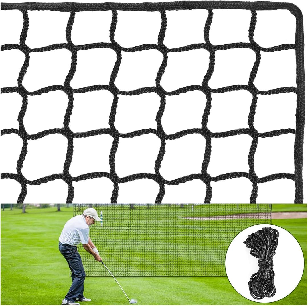 NQB Golf Practice Net with Steel Hanging Kit & Nylon Rope, 10x30FT Hitting Net for Golf, Baseball, Hockey, Soccer, LAX and More Sports Net for Backyard Driving or Indoor Garage