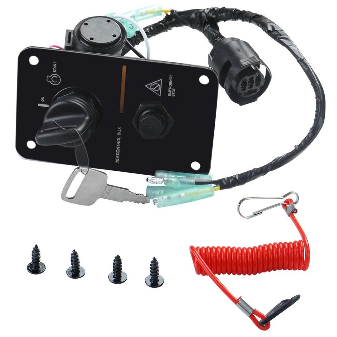 12V Single Key Switch Panel Marine Outboard Single Engine Ignition Key Panel Assembly On Off Switch 704 Control Box for Yamaha Outboard Yacht #704-82570-01-00, 704-82570-12-00