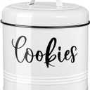 DAYYET Farmhouse Cookie Jar for Kitchen Counter, 1 Gallon Vintage Cookie Jar with Airtight Lid, Large Food Storage Container for Candy, Cookies, Dessert, Rustic Kitchen Decor and Accessories (White)