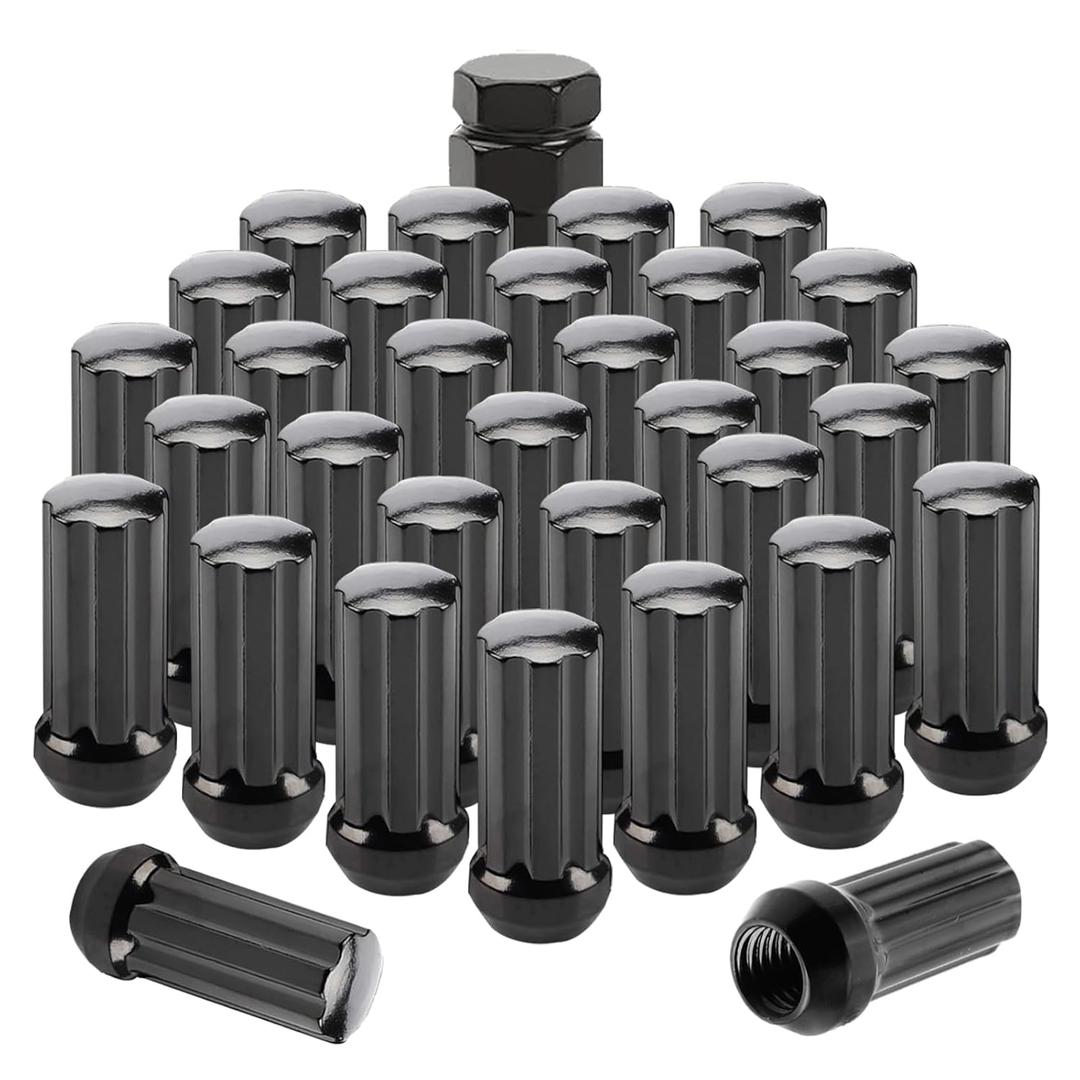 32PCS M14 x 1.5 Black Closed End Wheel Nuts, with 1 Spline Tuner, Compatible with Ford 15-17 F-150 03-16 F-250 F-350 1999-2019 Chevy Silverado Suburban Tahoe