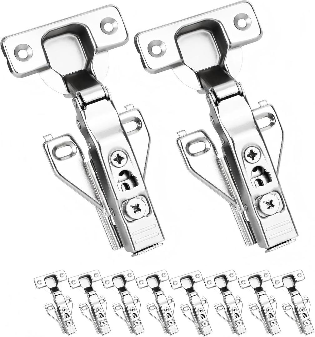 Cabinet Hinges Soft Close 10 Pack - Heavy Duty European Style Concealed Hinges Full Overlay 105 Degree for Frameless Kitchen Cabinets DIY