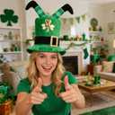 St. Patrick Day Tree Topper Hat, Green Velvet Elf Legs Hat with Shamrock, St. Patrick's Shamrock Top Cap for Holiday Home Decor, Irish Party Supplies and Christmas Ornaments