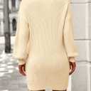 PRETTYGARDEN Women's Long Sleeve Sweater Dress 2024 Fall Knit Turtleneck Sweaters Pullover Loose Mini Dresses (Apricot, Medium)