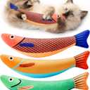 Potaroma Cat Toys Saury Fish, 3 Pack, Catnip Crinkle Sound, Soft and Durable, Interactive Kitten Kicker for Indoor Kitty Exercise 9.4 Inches for All Breeds