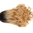 COHEALI Fashion Wig Mid-part Long Curly Realistic Gradient Color Hairpiece for Women Black to Light Gold Stylish Hair Accessory Suitable for Daily and Party Use