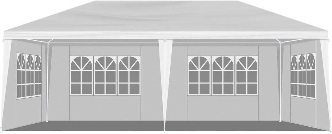 10x20 FT Wedding Tent with 4 Removable Sidewalls, Outdoor Canopy Tent Patio Gazebo for Party BBQ Events Marketplace, White