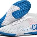 Soccer Cleats for Mens Womens Indoor Turf Soccer Shoes Youth AG TF Training Football Boots Unisex (9.5 Women/8 Men, 111 Tf White)