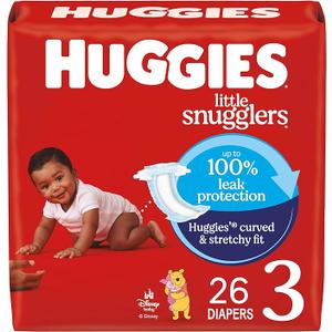 Huggies Size 3 Diapers, Little Snugglers Baby Diapers, Size 3 (1628 lbs), 26 Count