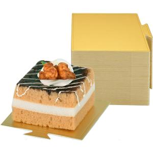 YYaaloa 3.3 Inch Mini Square Golden Cake Boards 50pcs Mousse Cupcake Base Paper Plates Dessert Board Base for Cake DIY, Baking Dessert Party Wedding Birthday (Square, 50pcs)