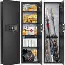47.3" Tall Fireproof Wall Safes Between the Studs 16" Centers, Large Hidden Flush Wall Safe with 4 Removable Shelf & 6 Key Hooks, 48LB Heavy Duty In Wall Safe for Home, Money, Jewelry, Valuables (Black)