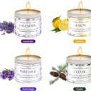 Scented Candles for Home, 6.4 oz Long Lasting Scented Candles Set,Cedar Candles for House & Lavender Candle for Stress Relief,Lemon/Puresage Candles Gifts for Women& Men-4 Pack
