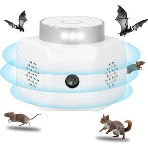 Ultrasonic Pest Repeller Plug in  White 4 Modes Rodent Repellent for Mice, Rats, Squirrels, Bats, Indoor Mouse Deterrent Device for Home, Garage, Attic, Basement, RV