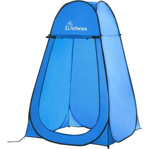 Wolfwise Pop Up Shower Tent for Camping Essentials, Portable Instant Changing Tent with Ventilation Window & Carry Bag, Privacy Dressing Room Bathroom Toilet for Beach & Outdoor, Spacious, Blue, Spacious: 6'3" H, 47.2" W