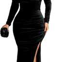 Fully Lined Soft Sequin Evening Dress for Women Formal,Wedding,Prom,Gala (Large, Black-c7157)