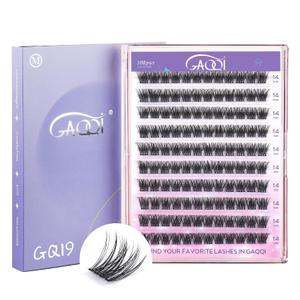 GAQQI Lash Clusters, Individual Lashes D Curl, DIY Lash Extension 14mm False Eyelash Clusters 120 PCS, Natural & Wispy Cluster Lash Wisps (GQ19, D Curl,14mm)