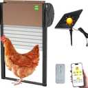 Automatic Chicken Coop Door APP Controlled, Solar Powered Chicken Coop Door Opener with Programmable Timer, 10M Remote, Light Sensor, USB Rechargeable, Anti-Pinch, Auto Chicken Doors (tanned)