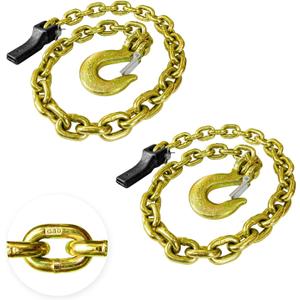 2-Pack Grade 80 Trailer Safety Chain 35 Inch with 5/16'' Clevis Snap Hook and Chain Retainer | 21,000 lbs Break Strength | Transport Chain for Towing (Yellow)