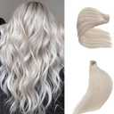 Women Hairpieces with Clips,OiMiGO Clip in Human Hair Extensions, Human Hair White 70g 5pcs 18Inch for Woman Beauty & Fashion Soft 10A Human Hair Straight Hair Extension (#ice white,18Inch)