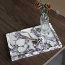 Real Luxurious Natural Marble Vanity Tray Genuine Marble Storage Tray for Home Decor Stone Tray for Bathroom/Kitchen/Vanity/Dresser,Plate Holder for Tissues, Candles, Towel