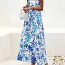 BTFBM Womens Summer Maxi Dresses 2025 Casual Sleeveless V Neck Loose Fit Floral Boho Dress Beach Long Sundress (M)
