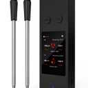 Bluetooth Wireless Meat Thermometer with App, Touch Screen, Audible Alarm, 2 Probes, 800ft Range & Rechargeable Base, Kitchen Food Thermometer for Cooking, BBQ, Smoker | Stocking Stuffers for Men (Black)