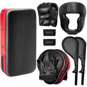 10 In1 Punching Mitts Kick Pad Set Taekwondo Pads Boxing Mitts Focus Pads Boxing Gloves Safety Head Guard Wrist Band for Kickboxing, Karate, Muay Thai, MMA Training (Black)