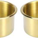 X AUTOHAUX 2pcs Stainless Steel Universal Cup Drink Holder Insert Replacement Gold Tone for Marine Boats RVs