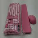 Wireless Keyboard and Mouse Combo - Round Keycaps, Full-Size Retro Typewriter Keyboard with Detachable Wrist Rest, Sleep Mode & Tilt Legs, 2.4GHz Cordless Connection for Mac/Windows/PC (Hot Pink)
