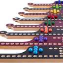 Interlocking Wood Jokers Board Game,2-8 Player Marbles and Jokers Game for Adults,Perfect Family and Party Gift with 4 Decks of Cards (Brown and Black)