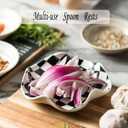 Spoon Rest for Stove Top, 5.3in Checkered Spoon Holder Utensil Rest, Ceramic Spoon Rests for Coffee Bar, Kitchen Gadget Cooking Gift for Housewarming (Black & White Pattern)