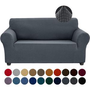 Joccun Stretch Loveseat Couch Cover Slipcover, 1-Piece Sofa Cover for 2 Cushion Couch Spandex Jacquard Washable Furniture Protector Cover for Living Room,Kids,PetsLoveseat,Charcoal (Medium55"-78")