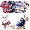 Coppthinktu (Pack of 4) Hawaiian Dog Shirt, Breathable Summer Sweatshirts Dog Clothes, Beach Pet Shirt Polo T-Shirts for Small Medium Dogs Cats Puppy, Floral Style XL