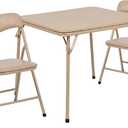 Flash Furniture Mindy Kids 3-Piece Folding Square Table and Chairs Set for Daycare and Classrooms, Children's Activity Table and Chairs Set, Tan