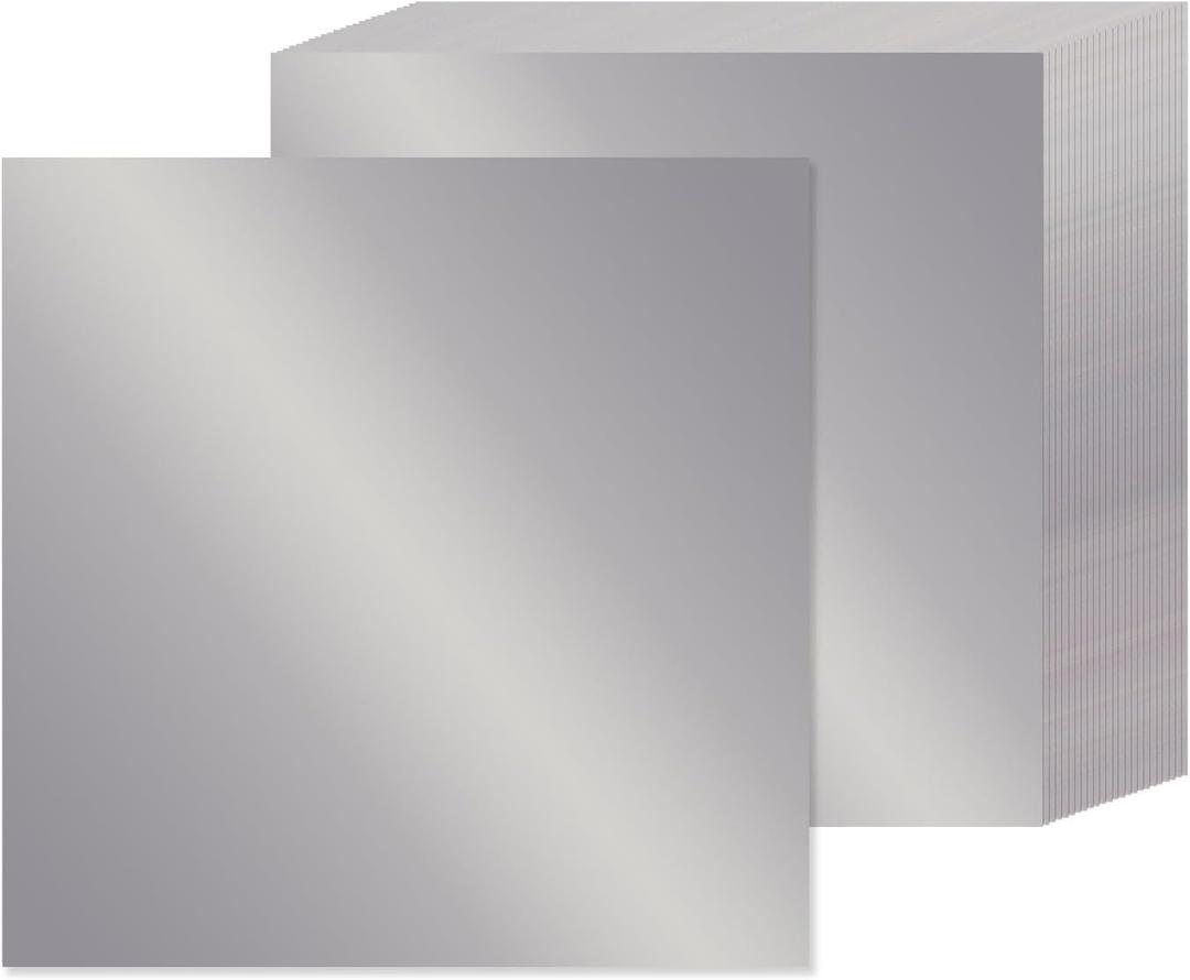 15 Sheets Silver Metallic Cardstock Paper 12" x 12", 92lb/250gsm Thick Paper Foil Cardstock Shiny Mirror Paper Glitter Paper for Crafts Scrapbook Card Making Invitations Party Decoration (Silver)