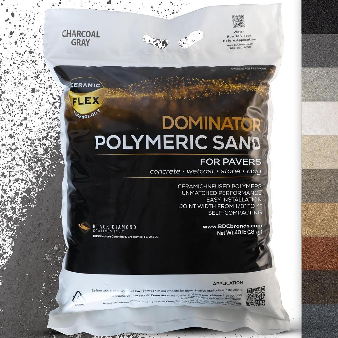 40 Pound Charcoal Gray DOMINATOR Polymeric Sand with Revolutionary Ceramic Flex Technology for Stabilizing Paver Joints/Gaps, 1/8 up to 4, Professional Grade Results