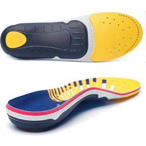Plantar Fasciitis Relief Arch Support Inserts Flat Feet Orthotics para Orthopedic Insole Men Women Absorb Shock Supination Correction Standing All Day Boot Work Shoe Insoles Size (9-9 1/2) (Yellow)