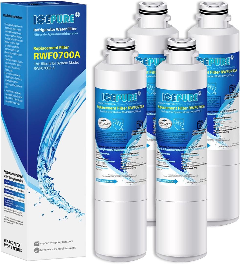 ICEPURE DA2900020B Refrigerator Water Filter Replacement for Samsung DA2900020A, HAF-CIN/EXP, HAFCIN, KENMORE 469101, RF23J9011SR, RF28HFEDBSR, RF4267HARS, RF28HMEDBSR, DA29-00020B-1, 4PACK