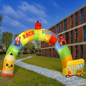 Soaoo 8ft Back to School Inflatable Arch Decoration, First Day of School Inflatable Arch Pencil Rainbow Color for Kindergarten Preschool Classroom Outdoor Party Supplies Decor