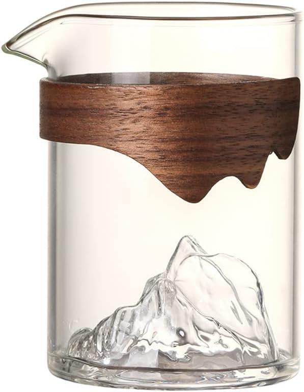 Glass Gong Dao Bei, Chinese Glass Teacup Cha Hai, Kung Fu Tea Fair Cup, Tea Serving Pitcher with Wooden Handle