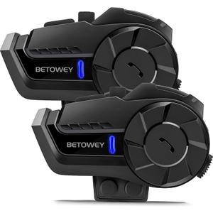 Motorcycle Helmet Bluetooth Headset, B2X Helmet Communication System Motorcycle Bluetooth Intercom with Noise Cancellation, Music Playback - for Dirt Bikes and Motorbikes 2 Pack