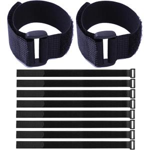 Fastening Hook and Loop Cable Straps,10Pack Black Self-Adhesive Cable Ties,Nylon Securing Straps with Buckles,Adjustable and Reusable Cinch Straps for Cords Organized and Tidy(1" x 31")