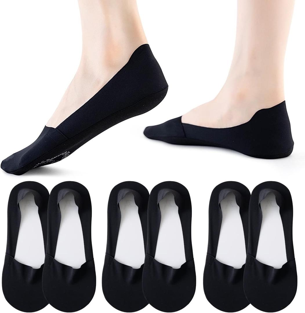 VFM 6 Pairs Women's No Show Ultra Low Cut Liner Socks - Ice Feeling, Non-Slip, Invisible, Thin (5-9)