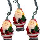 Kurt Adler UL 10-Light Santa with Tree Light Set, 3-Inch